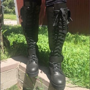 Leather combat boots